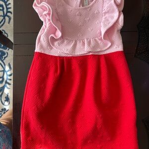 Janie and Jack Color Block Pink/ Red Dress